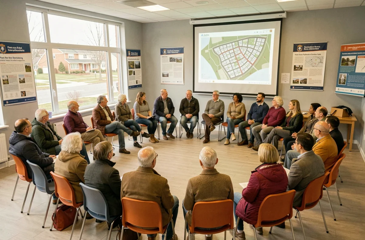 Réunion de concertation citoyenne du Grand Paris Seine Ouest avec des habitants participant à un projet de développement local